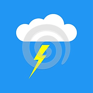 Cloud with lightning bolt or thunder icon. Vector illustration.